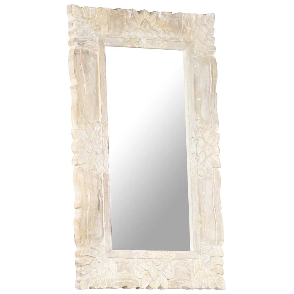 vidaXL Mirror | White | Solid mango wood | Medium | Decorative Inlays | Mirror