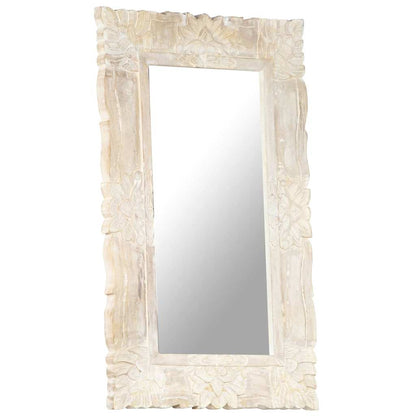 vidaXL Mirror | White | Solid mango wood | Medium | Decorative Inlays | Mirror