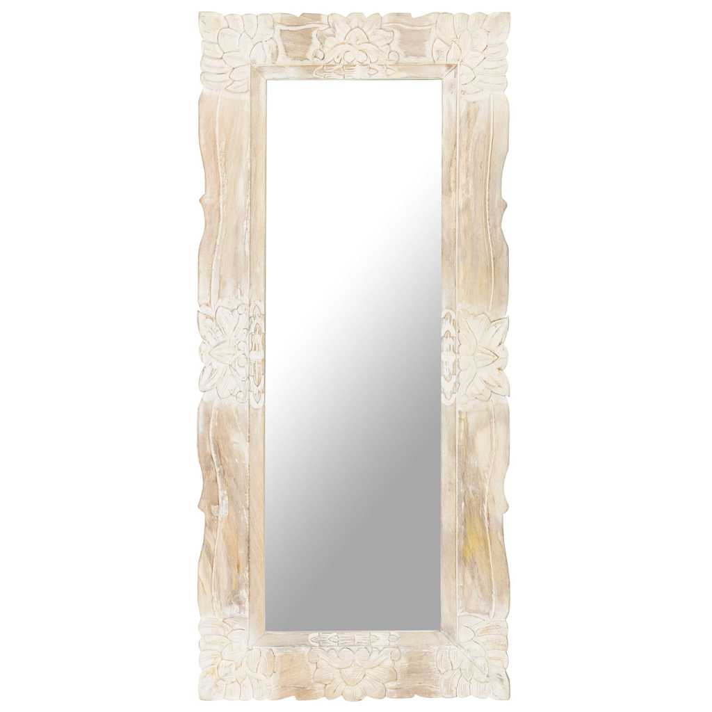 321634 vidaXL Mirror White 110x50 cm Solid Mango Wood
