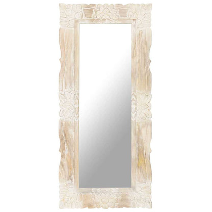 321634 vidaXL Mirror White 110x50 cm Solid Mango Wood