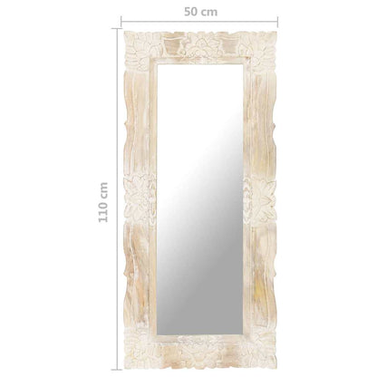 321634 vidaXL Mirror White 110x50 cm Solid Mango Wood