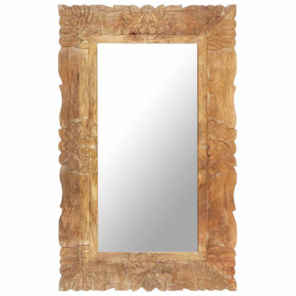 vidaXL Mirror | Natural wood | Solid mango wood | 80 x 50 cm | Decorative Inlays