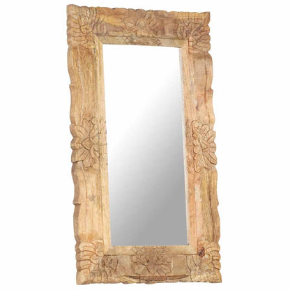 vidaXL Mirror | Natural wood | Solid mango wood | 80 x 50 cm | Decorative Inlays