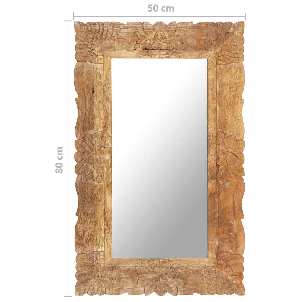 vidaXL Mirror | Natural wood | Solid mango wood | 80 x 50 cm | Decorative Inlays