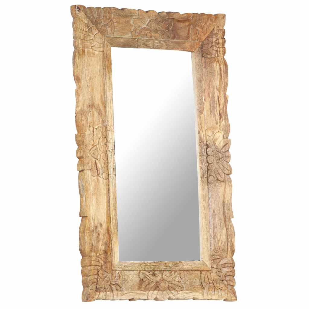 vidaXL Mirror | Natural wood | Solid mango wood | 80 x 50 cm | Decorative Inlays