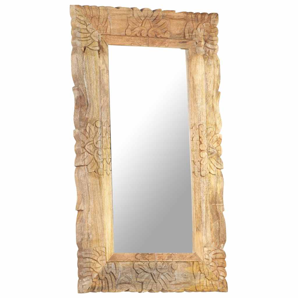 vidaXL Mirror | Natural wood | Solid mango wood | 80 x 50 cm | Decorative Inlays