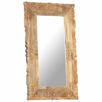vidaXL Mirror | Natural wood | Solid mango wood | 80 x 50 cm | Decorative Inlays