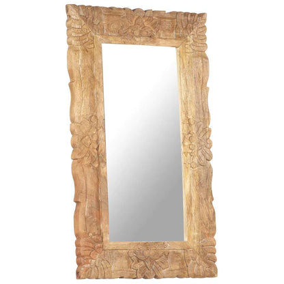 vidaXL Mirror | Natural wood | Solid mango wood | 80 x 50 cm | Decorative Inlays