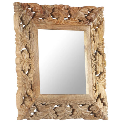 vidaXL Hand Carved Mirror Brown 50x50 cm Solid Mango Wood