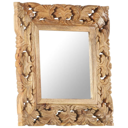 vidaXL Hand Carved Mirror Brown 50x50 cm Solid Mango Wood