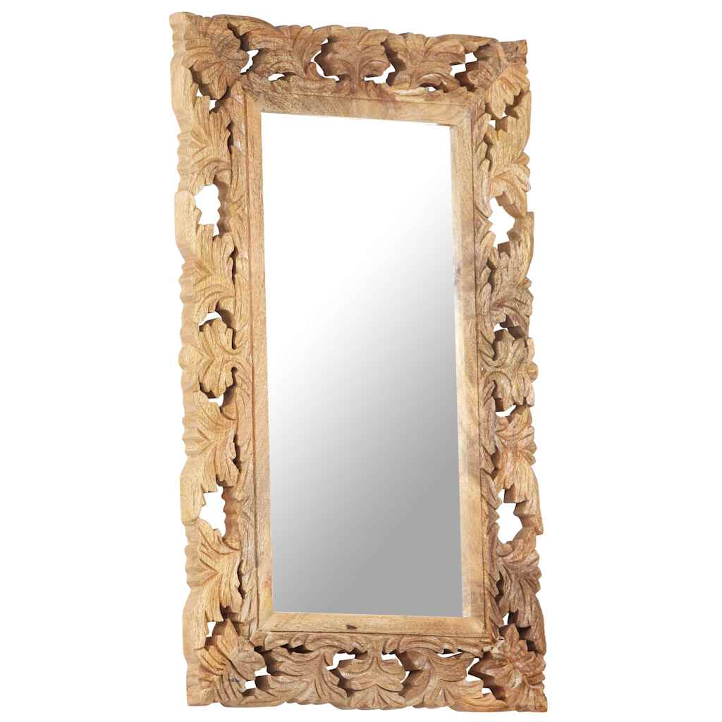 321639 vidaXL Hand Carved Mirror Brown 80x50 cm Solid Mango Wood