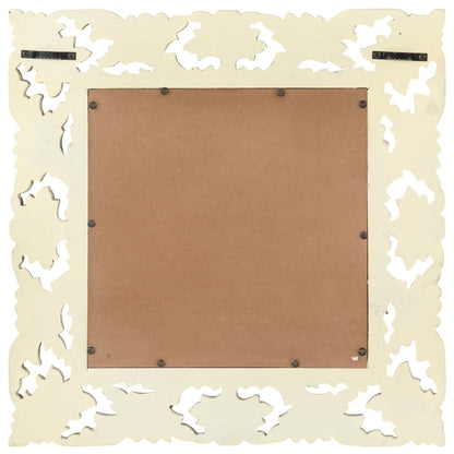 vidaXL Hand Carved Mirror White 50x50 cm Solid Mango Wood