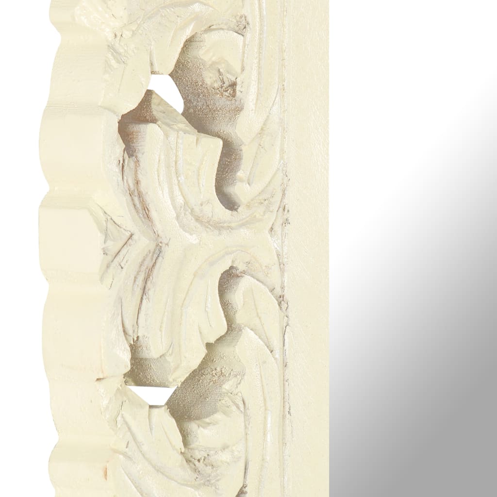 vidaXL Hand Carved Mirror White 50x50 cm Solid Mango Wood