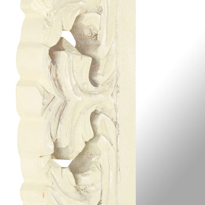 vidaXL Hand Carved Mirror White 50x50 cm Solid Mango Wood