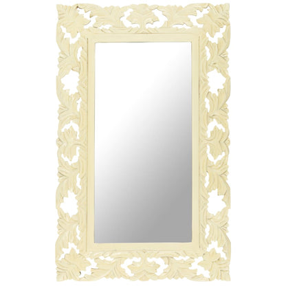 vidaXL Hand Carved Mirror White 80x50 cm Solid Mango Wood