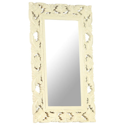 vidaXL Hand Carved Mirror White 80x50 cm Solid Mango Wood