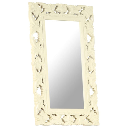 vidaXL Hand Carved Mirror White 80x50 cm Solid Mango Wood