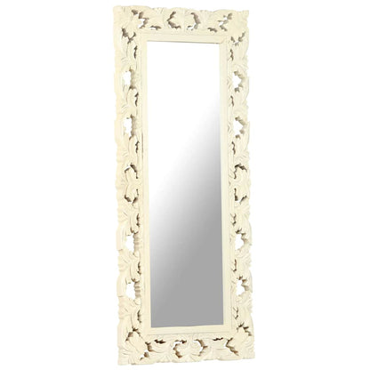 vidaXL Mirror | White | Solid Mango Wood | 110 x 50 cm | Decorative Inlays