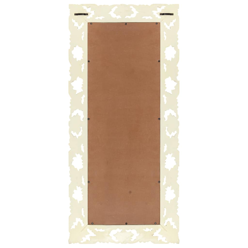 vidaXL Mirror | White | Solid Mango Wood | 110 x 50 cm | Decorative Inlays