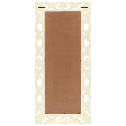 vidaXL Mirror | White | Solid Mango Wood | 110 x 50 cm | Decorative Inlays