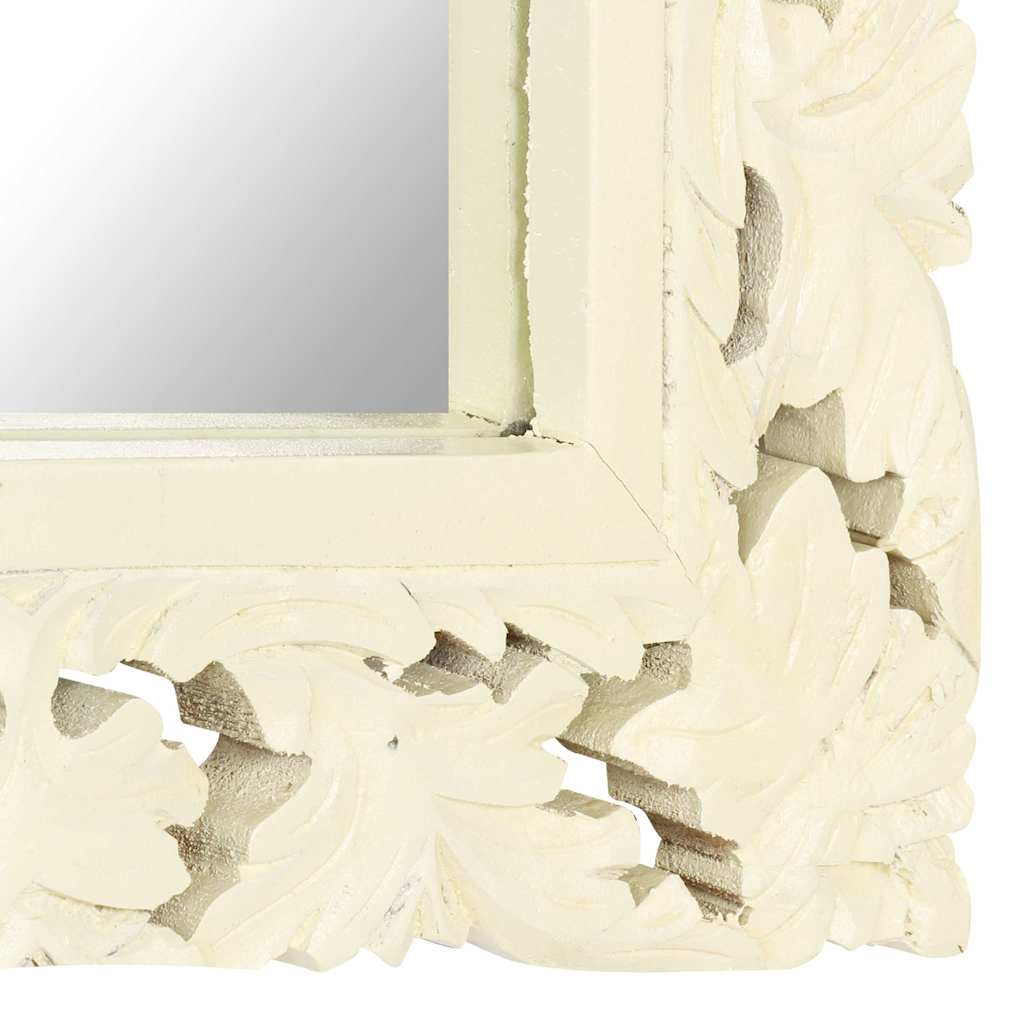 vidaXL Mirror | White | Solid Mango Wood | 110 x 50 cm | Decorative Inlays