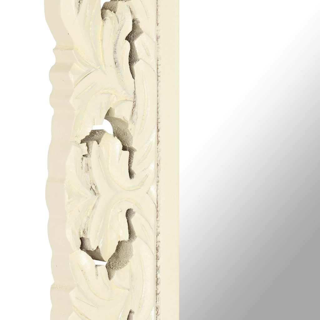 vidaXL Mirror | White | Solid Mango Wood | 110 x 50 cm | Decorative Inlays
