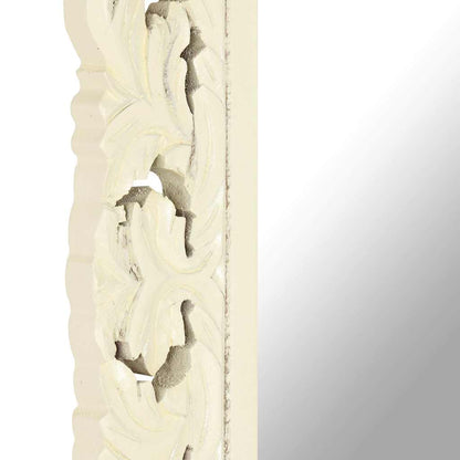 vidaXL Mirror | White | Solid Mango Wood | 110 x 50 cm | Decorative Inlays