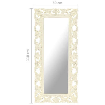 vidaXL Mirror | White | Solid Mango Wood | 110 x 50 cm | Decorative Inlays