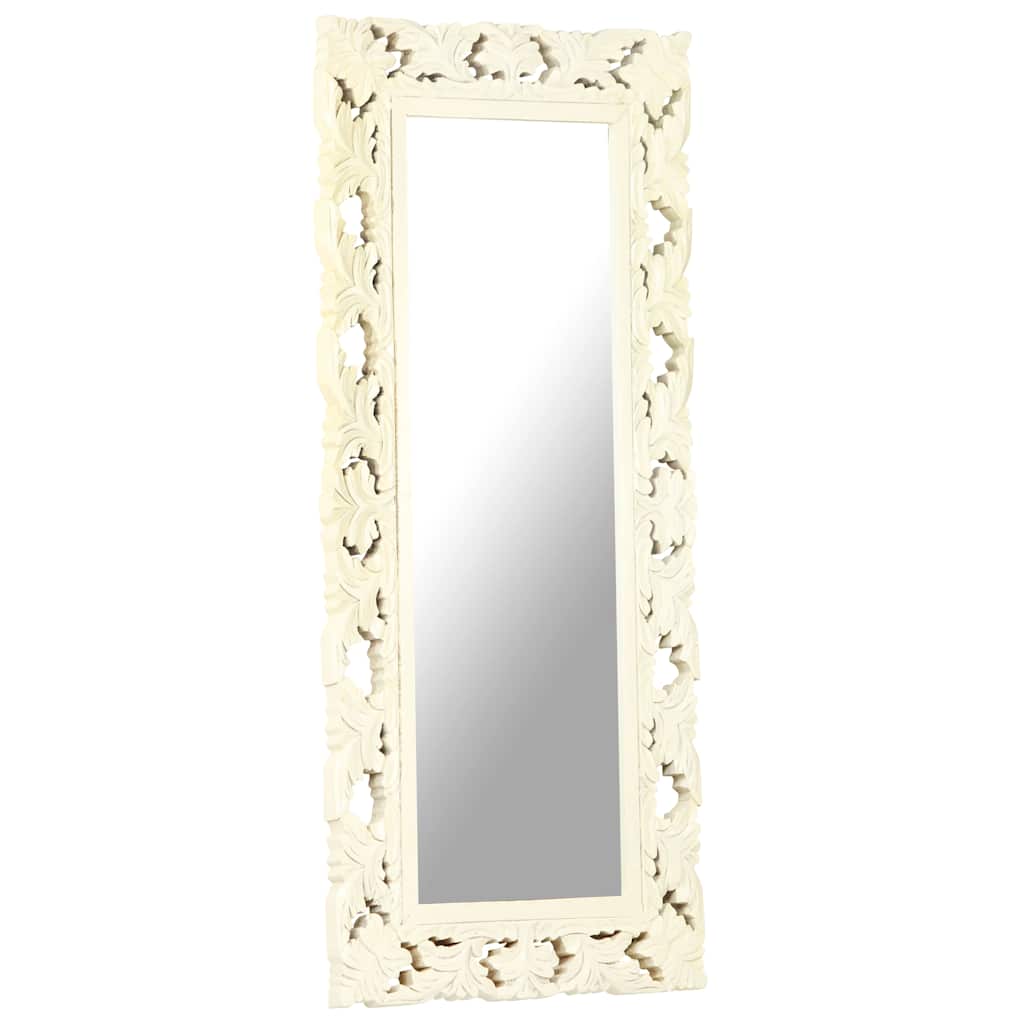 vidaXL Mirror | White | Solid Mango Wood | 110 x 50 cm | Decorative Inlays