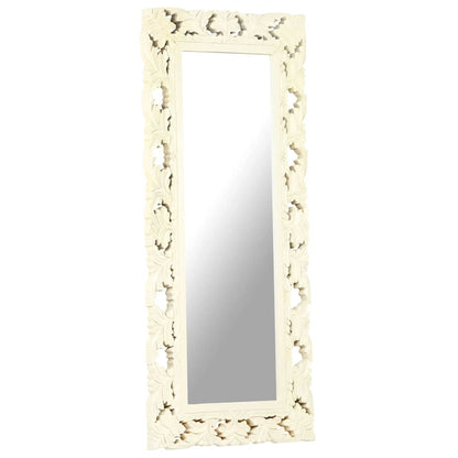 vidaXL Mirror | White | Solid Mango Wood | 110 x 50 cm | Decorative Inlays