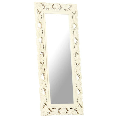 vidaXL Mirror | White | Solid Mango Wood | 110 x 50 cm | Decorative Inlays