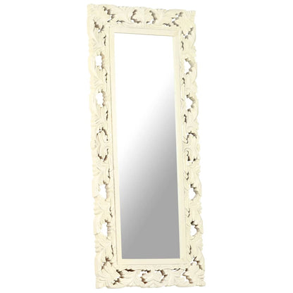 vidaXL Mirror | White | Solid Mango Wood | 110 x 50 cm | Decorative Inlays