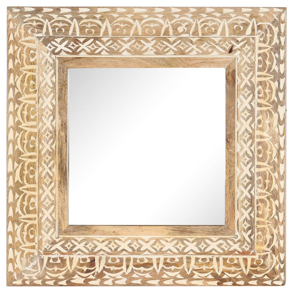 vidaXL Hand-Carved Mirror 50x50x2.6 cm Solid Mango Wood