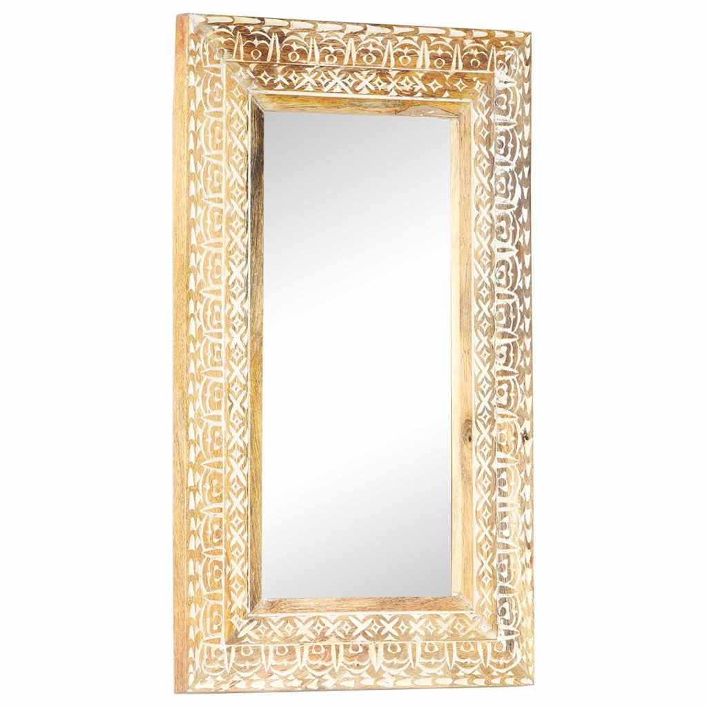 321645 vidaXL Hand-Carved Mirror 80x50x2,6 cm Solid Mango Wood