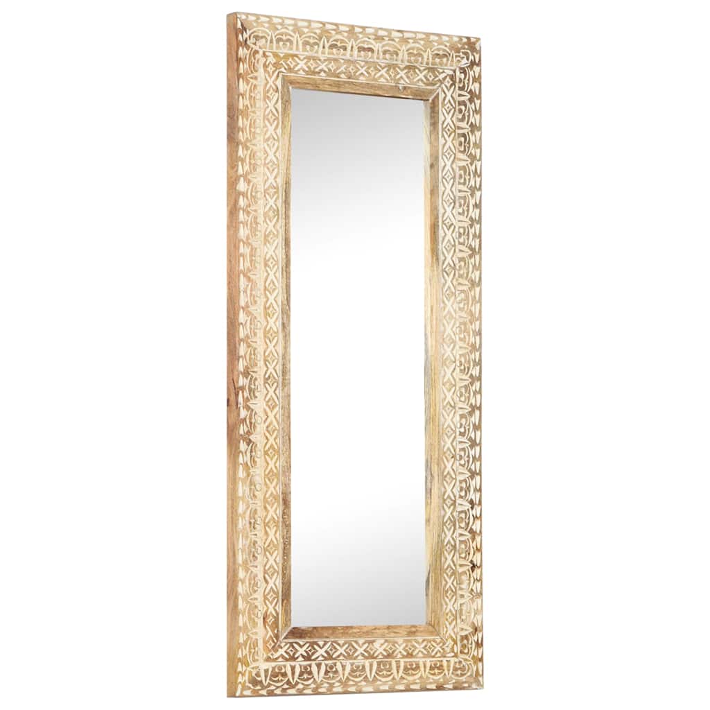 321646 vidaXL Hand-Carved Mirror 110x50x2,6 cm Solid Mango Wood