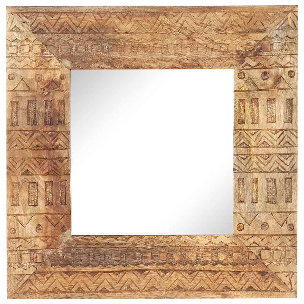 vidaXL Hand-Carved Mirror 50x50x2,5 cm Solid Mango Wood