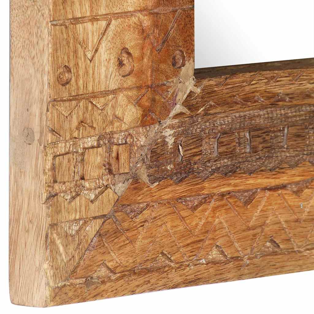 vidaXL Hand-Carved Mirror 50x50x2,5 cm Solid Mango Wood