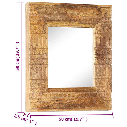 vidaXL Hand-Carved Mirror 50x50x2,5 cm Solid Mango Wood