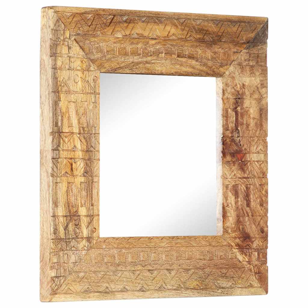 vidaXL Hand-Carved Mirror 50x50x2,5 cm Solid Mango Wood