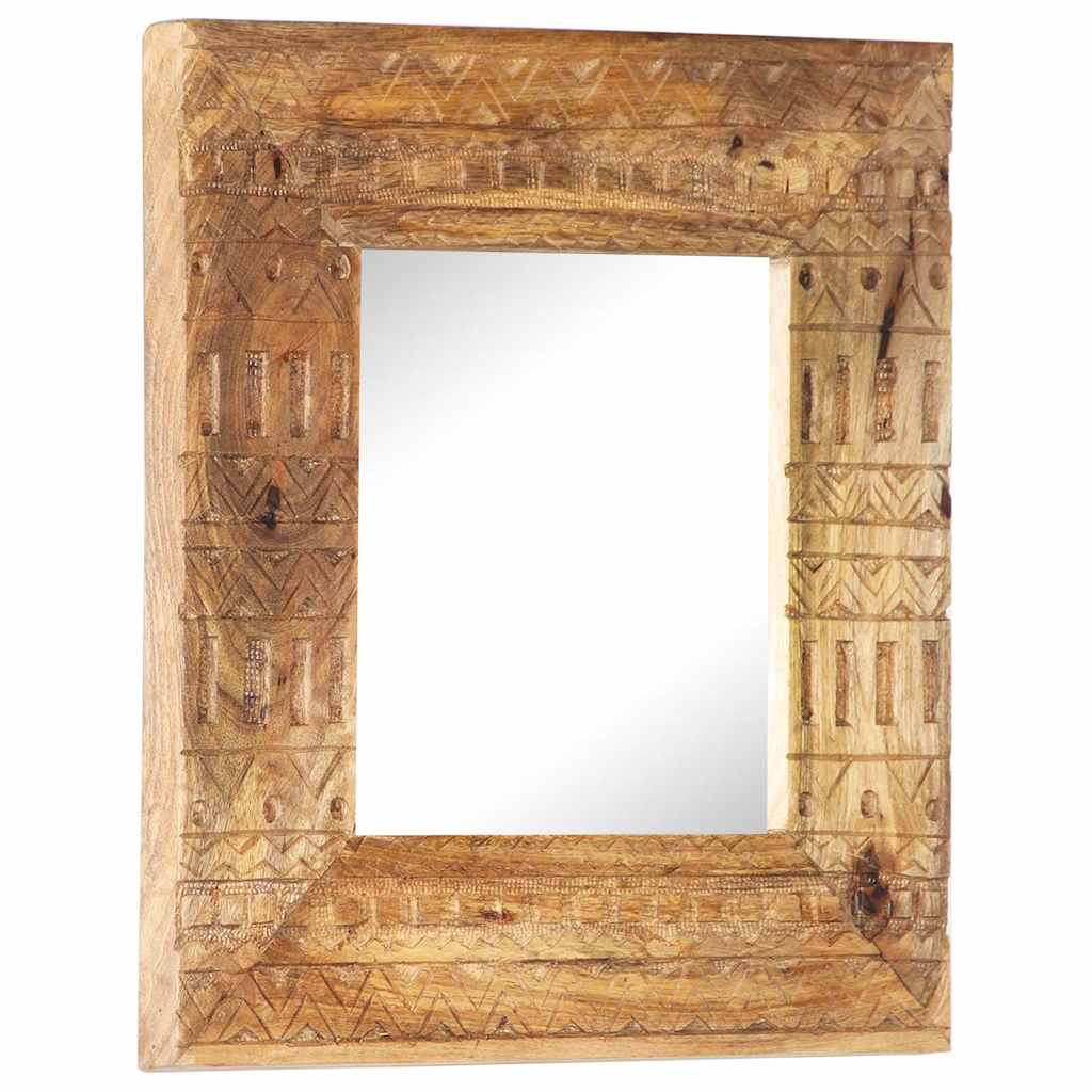 vidaXL Hand-Carved Mirror 50x50x2,5 cm Solid Mango Wood
