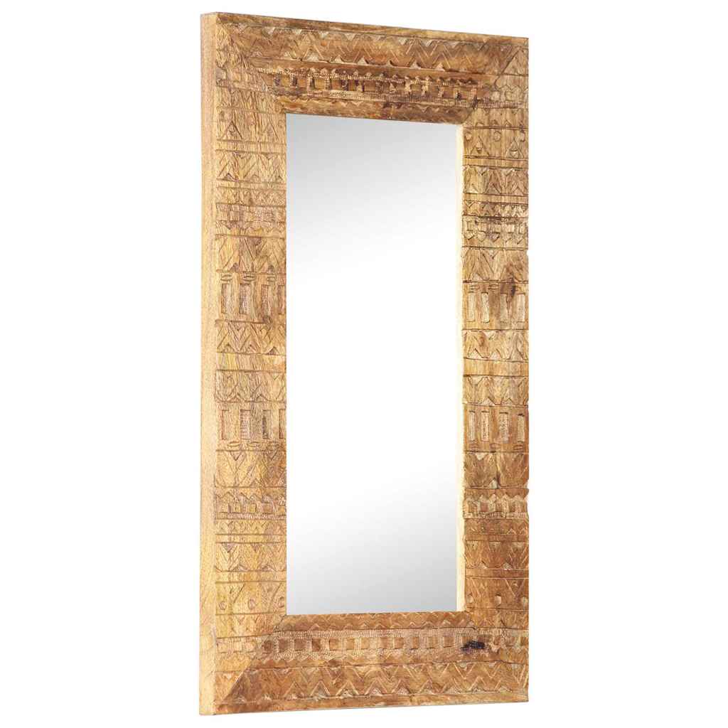 vidaXL Hand-Carved Mirror 80x50x2,5 cm Solid Mango Wood