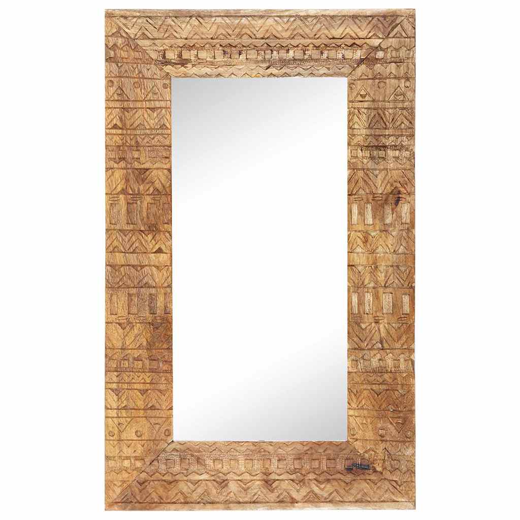vidaXL Hand-Carved Mirror 80x50x2,5 cm Solid Mango Wood