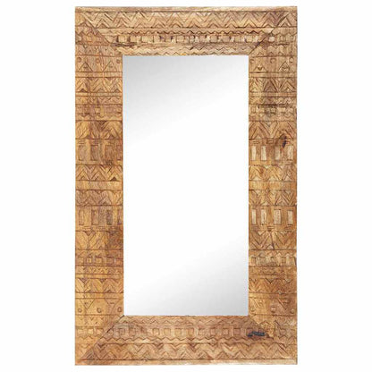 vidaXL Hand-Carved Mirror 80x50x2,5 cm Solid Mango Wood
