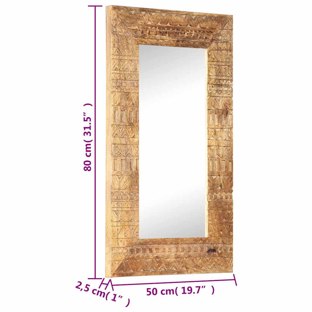 vidaXL Hand-Carved Mirror 80x50x2,5 cm Solid Mango Wood
