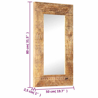 vidaXL Hand-Carved Mirror 80x50x2,5 cm Solid Mango Wood