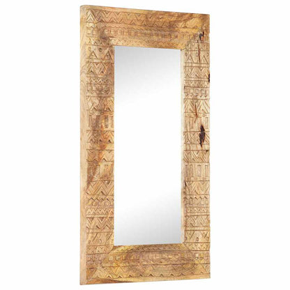 vidaXL Hand-Carved Mirror 80x50x2,5 cm Solid Mango Wood