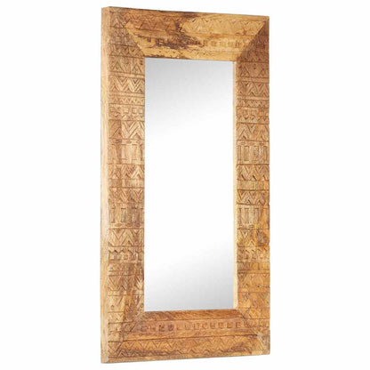 vidaXL Hand-Carved Mirror 80x50x2,5 cm Solid Mango Wood