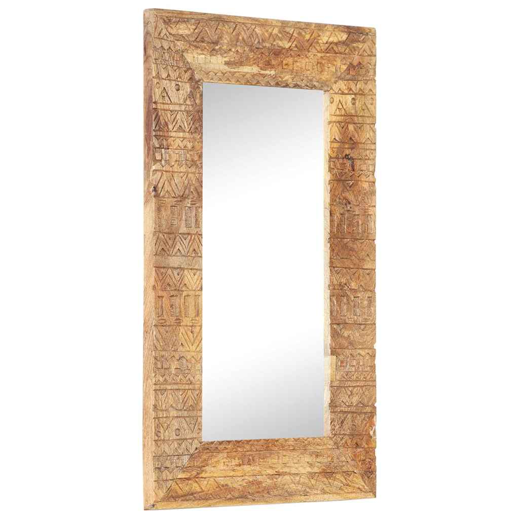 vidaXL Hand-Carved Mirror 80x50x2,5 cm Solid Mango Wood
