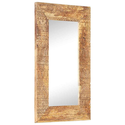 vidaXL Hand-Carved Mirror 80x50x2,5 cm Solid Mango Wood