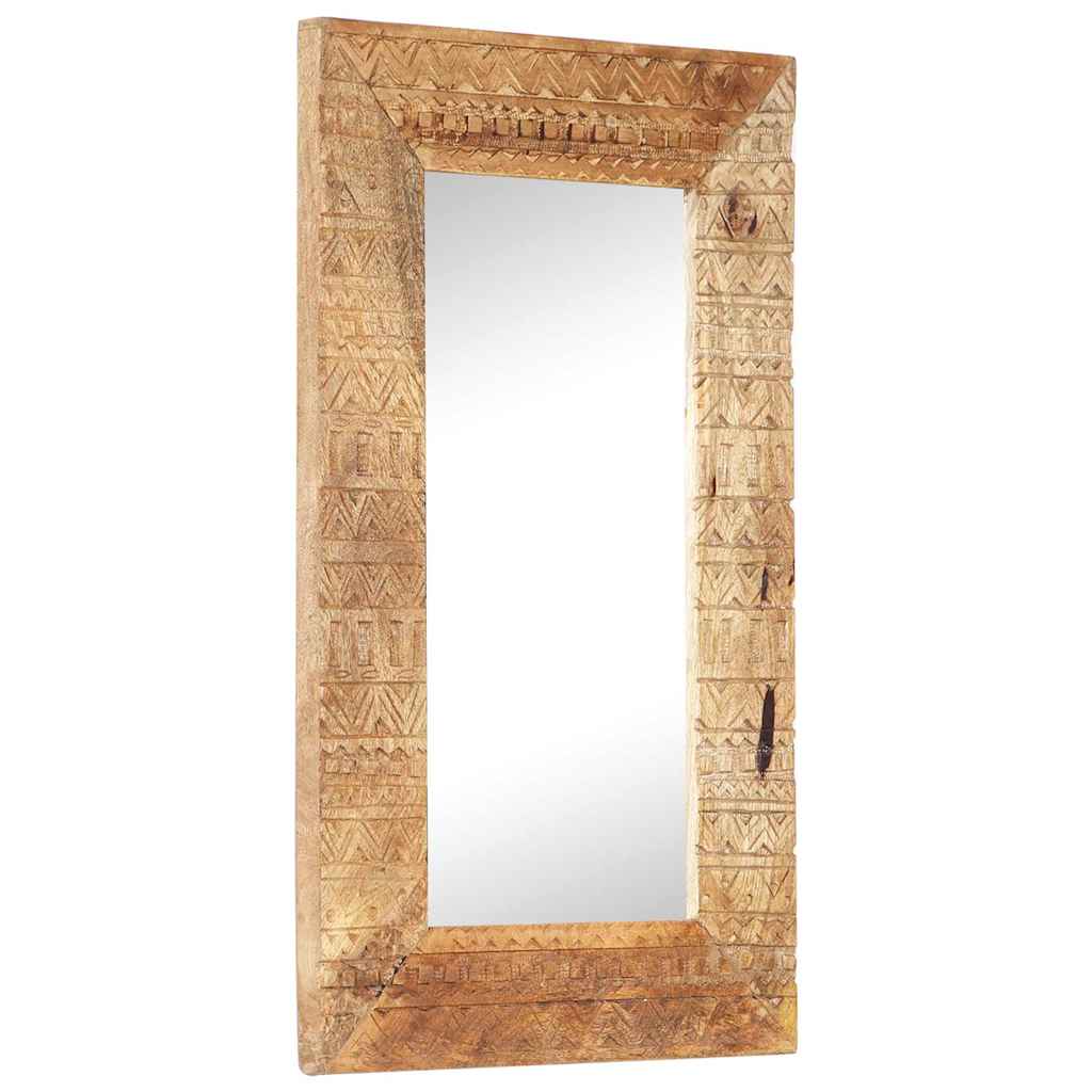 vidaXL Hand-Carved Mirror 80x50x2,5 cm Solid Mango Wood